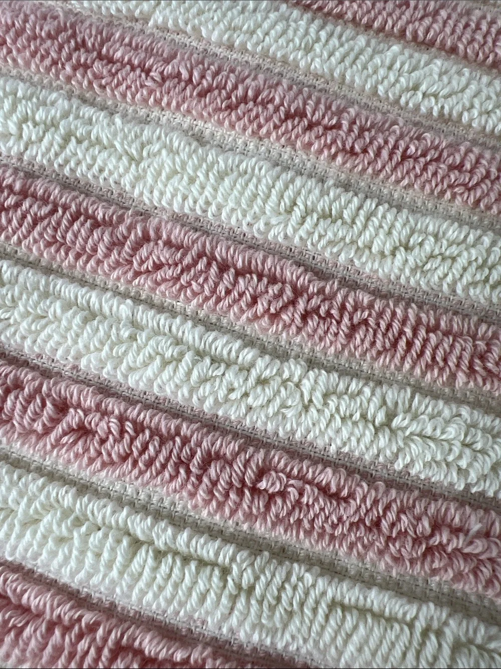 Rachel Zoe Pink and Cream Striped Cotton Bath Towels - Set of 2 NEW